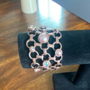 Lia Sophia Rose Gold-Tone Bracelet with Pink Pearls and Iridescent Crystals